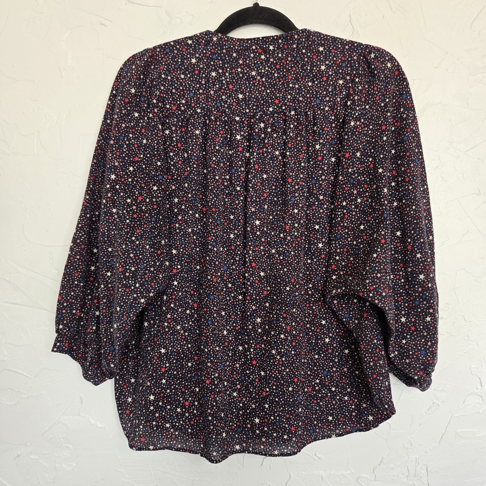 Madewell Starry Night Button Up Red Blue Top, M - Picture 7 of 10